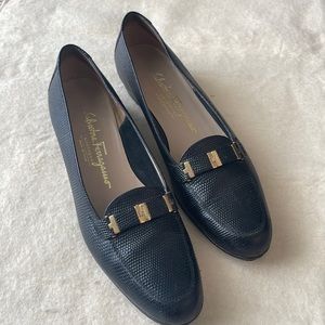 Salvatore Ferragamo loafers Sz 8 AAA. In great condition.Black embossed leather